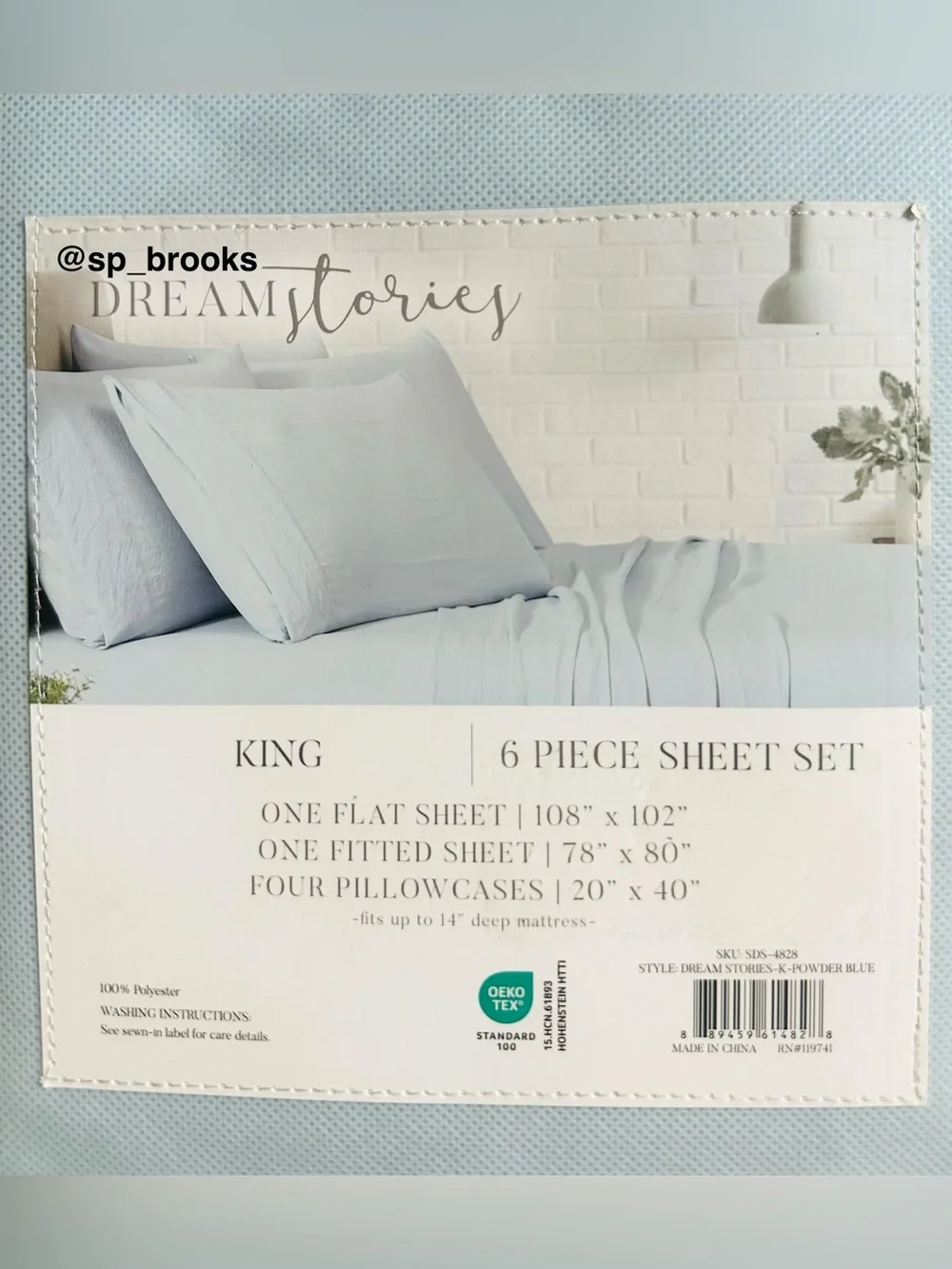 🎁Dream Stories 6-Piece King Sheet Set in Powder Blue - DREAM Stories Sheet Set